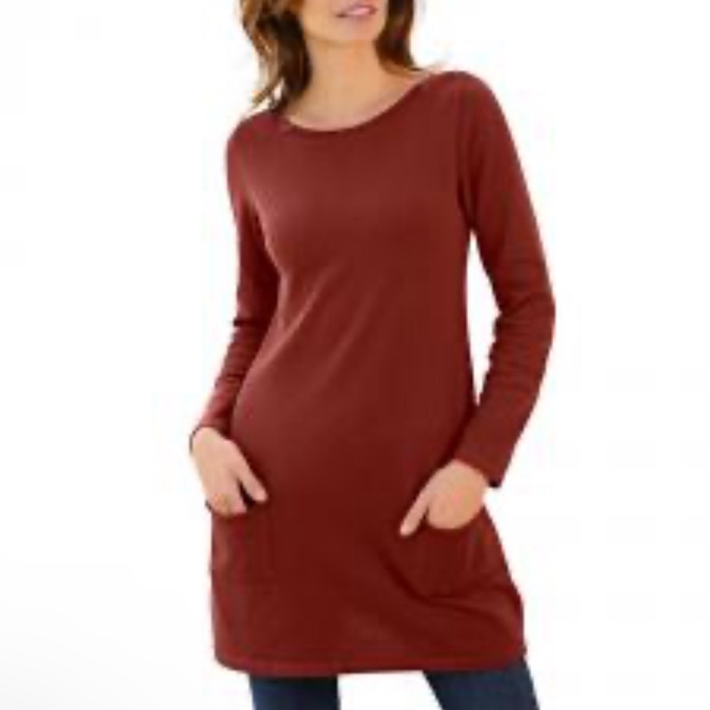 Peruvian Connection Long Sleeve Boho Chic Bohemiam Tunic Dress Fall Casual